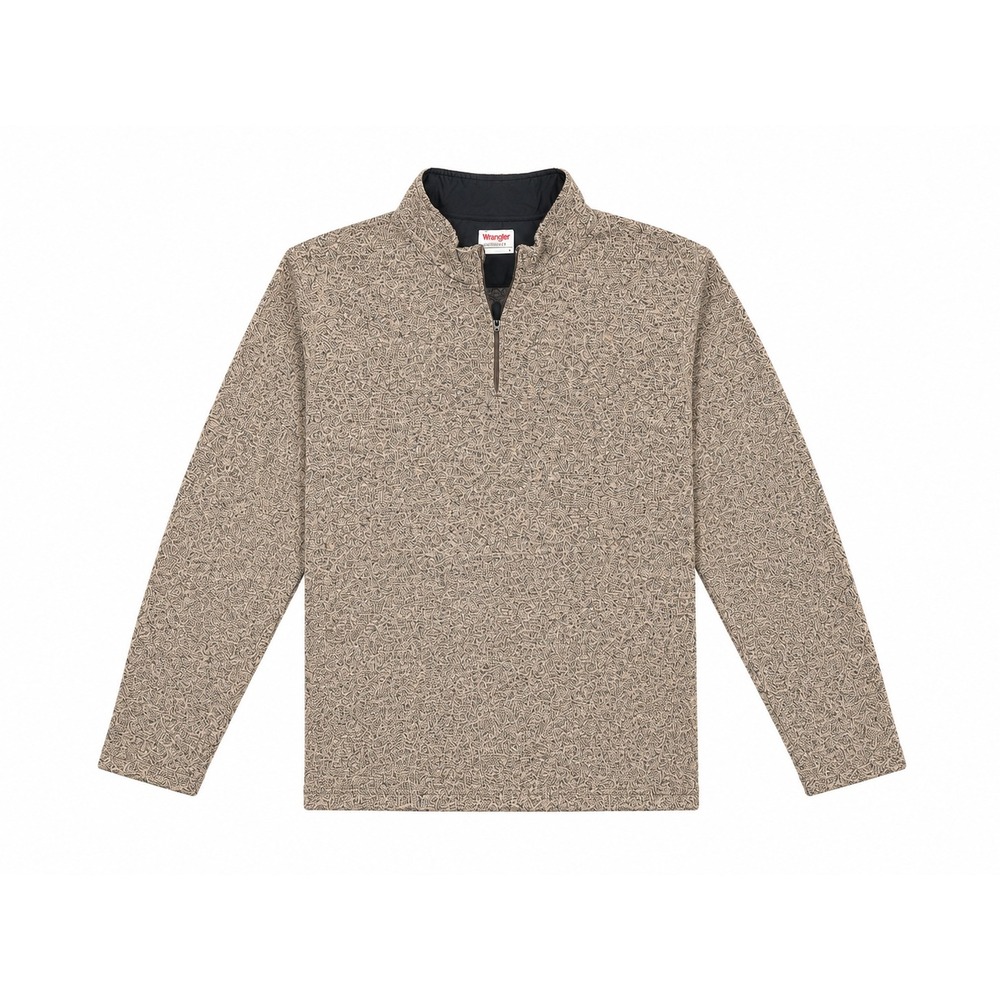 Wrangler Authentics Men's Brown Marled Fleece Pullover Mock‎ Neck Sweater 3XL